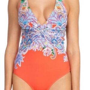 Johnny Was Drew Twist Paisley One Piece Swimsuit-Medium